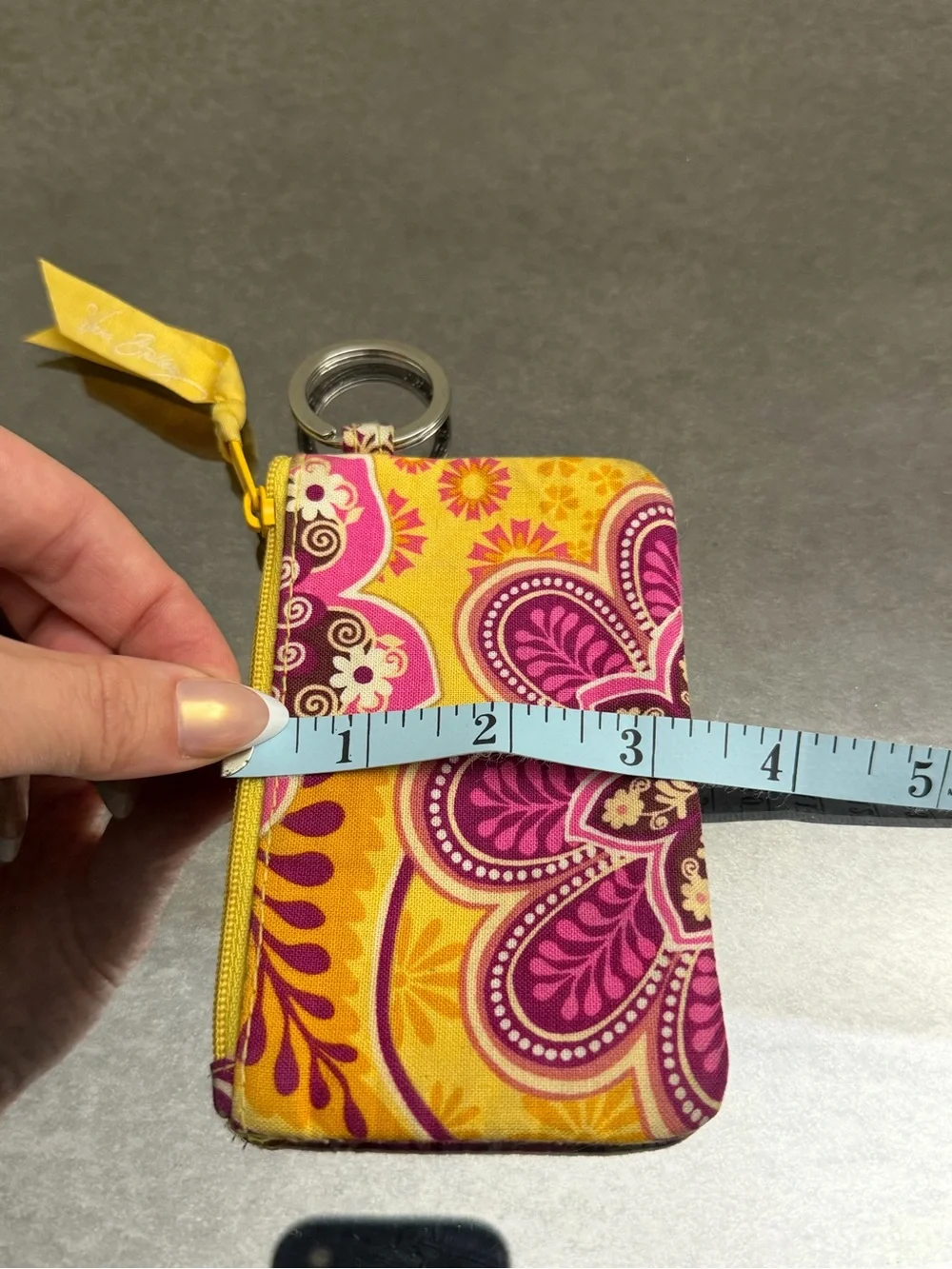 Vera Bradley Pink Paisley Card Holder with Yellow Trim and Key Ring - Picture 5 of 5